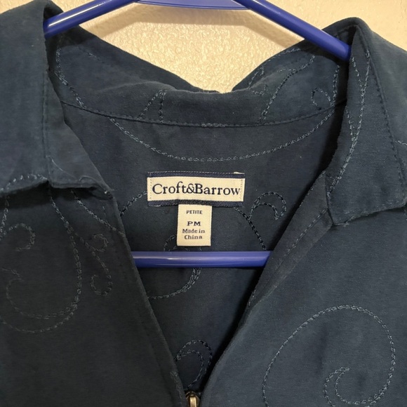 Croft & Barrow Womans Zip Front Jacket Blazer Faux Suede Blue Size Petite M - Picture 6 of 11